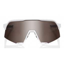 Okulary 100% S3 Matte White - HiPER Silver Mirror Lens (Szkła Srebrne Lustrzane, przepuszczalność światła 14% + Szkła Przeźroczy