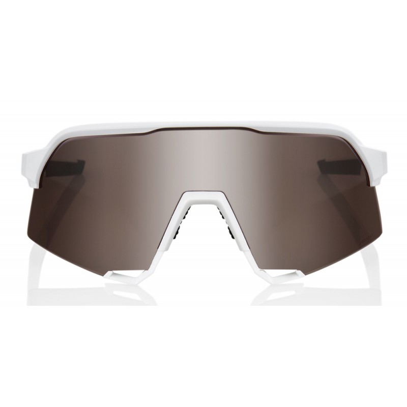 Okulary 100% S3 Matte White - HiPER Silver Mirror Lens (Szkła Srebrne Lustrzane, przepuszczalność światła 14% + Szkła Przeźroczy