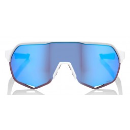 Okulary 100% S2 Matte White - HiPER Blue Multilayer Mirror Lens (Szkła Niebieskie Lustrzane Wielowarstwowe, przepuszczalność świ
