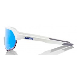 Okulary 100% S2 Matte White - HiPER Blue Multilayer Mirror Lens (Szkła Niebieskie Lustrzane Wielowarstwowe, przepuszczalność świ