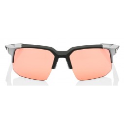 Okulary 100% SPEEDCOUPE Soft Tact Stone Grey - HiPER Coral Lens (Szkła 00000 Lustrzane, przepuszczalność światła 000% + Szkła Pr