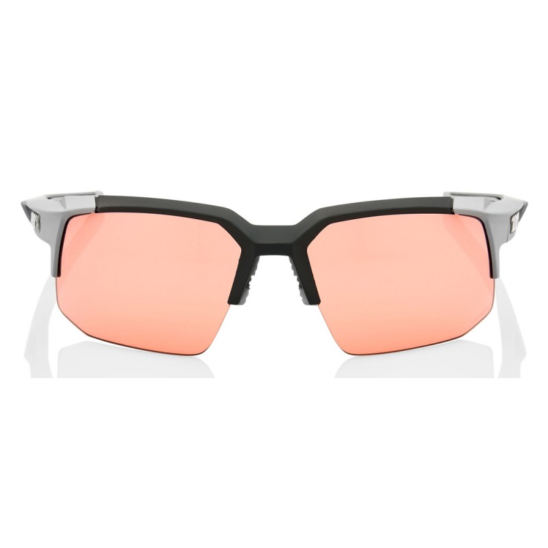 Okulary 100% SPEEDCOUPE Soft Tact Stone Grey - HiPER Coral Lens (Szkła 00000 Lustrzane, przepuszczalność światła 000% + Szkła Pr