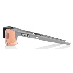 Okulary 100% SPEEDCOUPE Soft Tact Stone Grey - HiPER Coral Lens (Szkła 00000 Lustrzane, przepuszczalność światła 000% + Szkła Pr