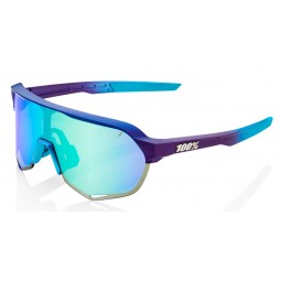 Okulary 100% S2 Matte Metallic Into the Fade - Blue Topaz Multilayer Mirror Lens (Szkła Błękitne Lustrzane Wielowarstwowe, przep