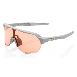 Okulary 100% S2 Soft Tact Stone Grey - Hiper Coral Lens (Szkła 000000 Lustrzane Wielowarstwowe, przepuszczalność światła 00% + S