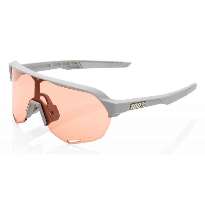 Okulary 100% S2 Soft Tact Stone Grey - Hiper Coral Lens (Szkła 000000 Lustrzane Wielowarstwowe, przepuszczalność światła 00% + S