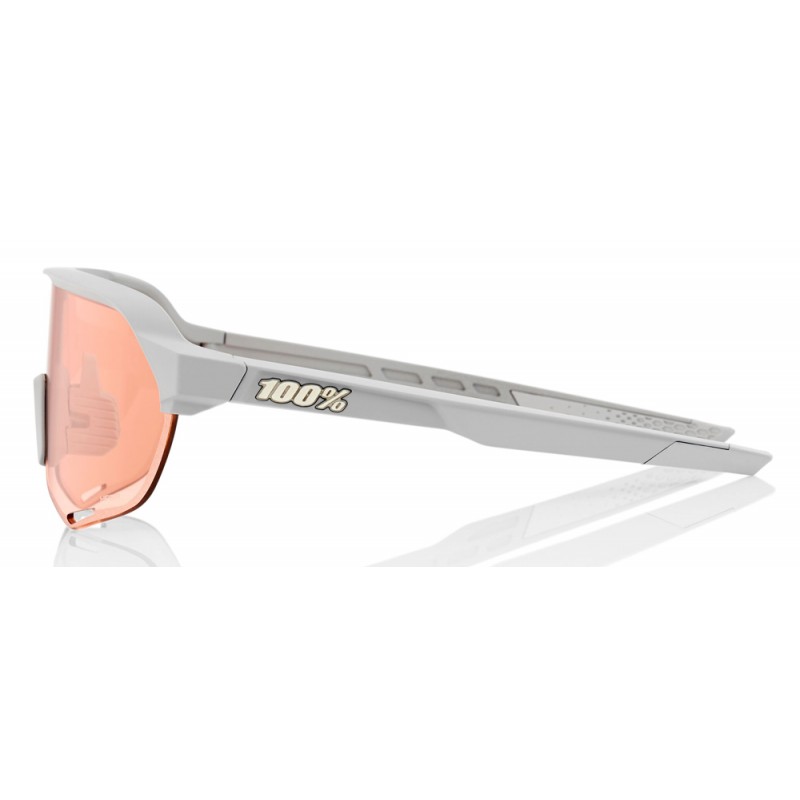 Okulary 100% S2 Soft Tact Stone Grey - Hiper Coral Lens (Szkła 000000 Lustrzane Wielowarstwowe, przepuszczalność światła 00% + S
