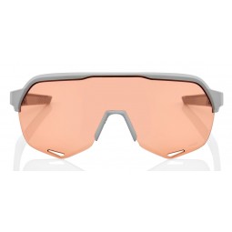 Okulary 100% S2 Soft Tact Stone Grey - Hiper Coral Lens (Szkła 000000 Lustrzane Wielowarstwowe, przepuszczalność światła 00% + S