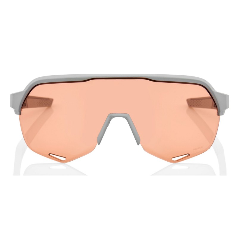 Okulary 100% S2 Soft Tact Stone Grey - Hiper Coral Lens (Szkła 000000 Lustrzane Wielowarstwowe, przepuszczalność światła 00% + S