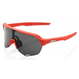 Okulary 100% S2 Soft Tact Coral - Smoke Lens (Szkła Czarne Smoke, przepuszczalność światła 12% + Szkła Przeźroczyste, przepuszcz