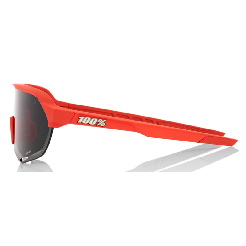 Okulary 100% S2 Soft Tact Coral - Smoke Lens (Szkła Czarne Smoke, przepuszczalność światła 12% + Szkła Przeźroczyste, przepuszcz