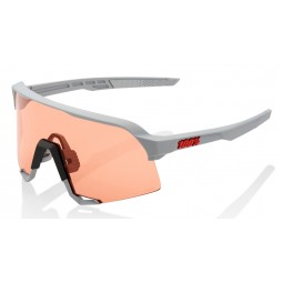 Okulary 100% S3 Soft Tact Stone Grey - HiPER Coral Lens (Szkła 0000 Lustrzane Wielowarstwowe, przepuszczalność światła 00% + Szk