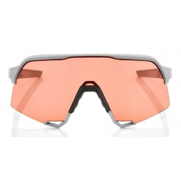 Okulary 100% S3 Soft Tact Stone Grey - HiPER Coral Lens (Szkła 0000 Lustrzane Wielowarstwowe, przepuszczalność światła 00% + Szk