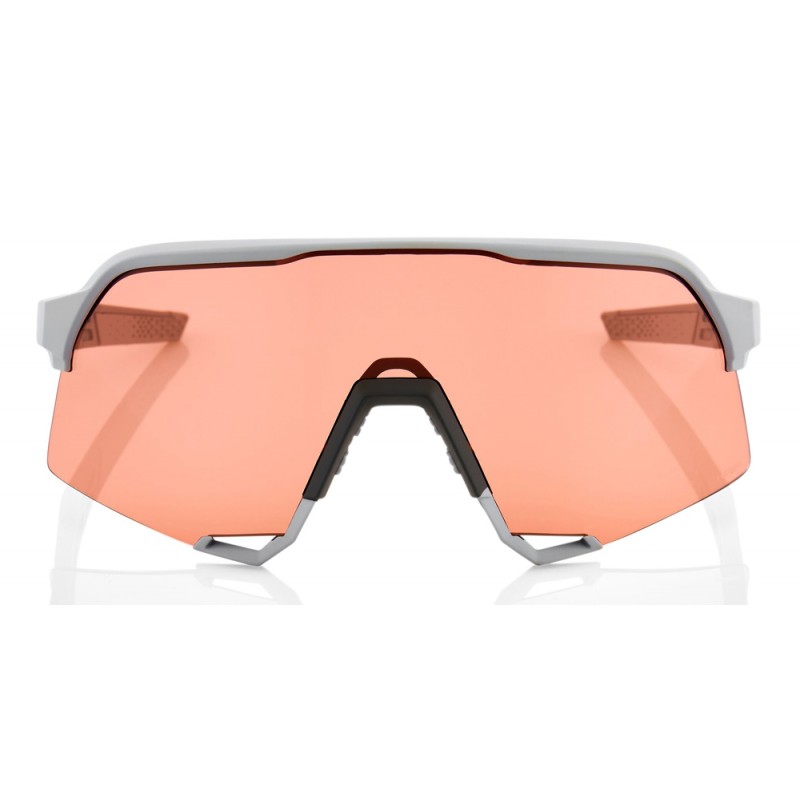 Okulary 100% S3 Soft Tact Stone Grey - HiPER Coral Lens (Szkła 0000 Lustrzane Wielowarstwowe, przepuszczalność światła 00% + Szk
