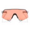 Okulary 100% S3 Soft Tact Stone Grey - HiPER Coral Lens (Szkła 0000 Lustrzane Wielowarstwowe, przepuszczalność światła 00% + Szk