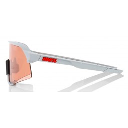 Okulary 100% S3 Soft Tact Stone Grey - HiPER Coral Lens (Szkła 0000 Lustrzane Wielowarstwowe, przepuszczalność światła 00% + Szk