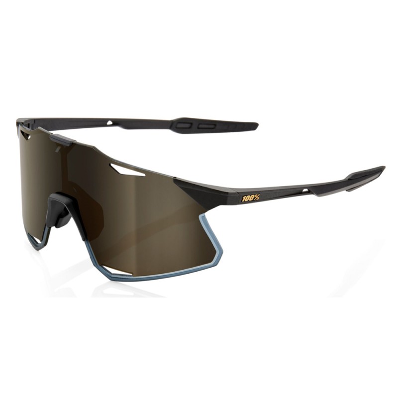 Okulary 100% HYPERCRAFT Matte Black - Soft Gold Mirror Lens (Szkła Złote Lustrzane Wielowarstwowe, przepuszczalność światła 0000