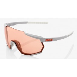 Okulary 100% RACETRAP Soft Tact Stone Grey - HiPER Coral Lens (Szkła 00000 Lustrzane, przepuszczalność światła 000% + Szkła Prze