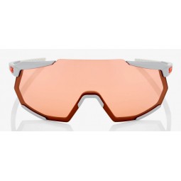 Okulary 100% RACETRAP Soft Tact Stone Grey - HiPER Coral Lens (Szkła 00000 Lustrzane, przepuszczalność światła 000% + Szkła Prze