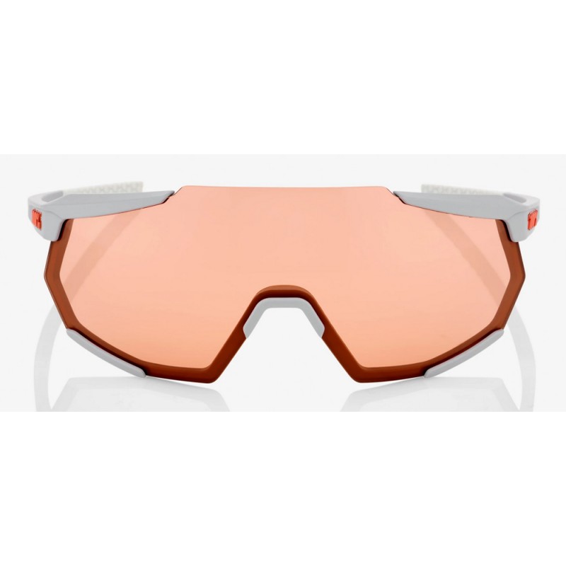 Okulary 100% RACETRAP Soft Tact Stone Grey - HiPER Coral Lens (Szkła 00000 Lustrzane, przepuszczalność światła 000% + Szkła Prze