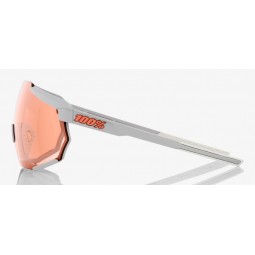 Okulary 100% RACETRAP Soft Tact Stone Grey - HiPER Coral Lens (Szkła 00000 Lustrzane, przepuszczalność światła 000% + Szkła Prze