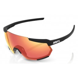 Okulary 100% RACETRAP Soft Tact Black - HiPER Red Multilayer Mirror Lens (Szkła Czerwone Lustrzane Wielowarstwowe, przepuszczaln