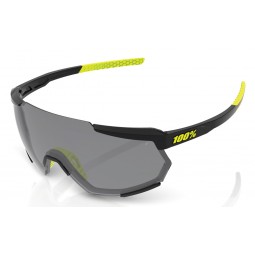 Okulary 100% RACETRAP Gloss Black - Smoke Lens (Szkła Czarne Smoke, przepuszczalność światła 12% + Szkła Przeźroczyste, przepusz