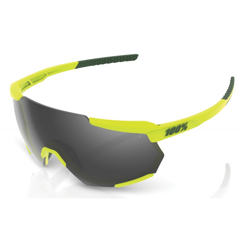 Okulary 100% RACETRAP Soft Tact Banana - Black Mirror Lens (Szkła Czarne Lustrzane, przepuszczalność światła 11% + Szkła Przeźro