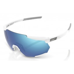 Okulary 100% RACETRAP Matte White - HiPER Blue Multilayer Mirror Lens (Szkła Niebieskie Lustrzane Wielowarstwowe, przepuszczalno