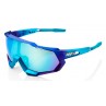 Okulary 100% SPEEDTRAP Matte Metallic Into the Fade - Blue Topaz Multilayer Mirror Lens - HiPER Silver Mirror Lens (Szkła Błękit