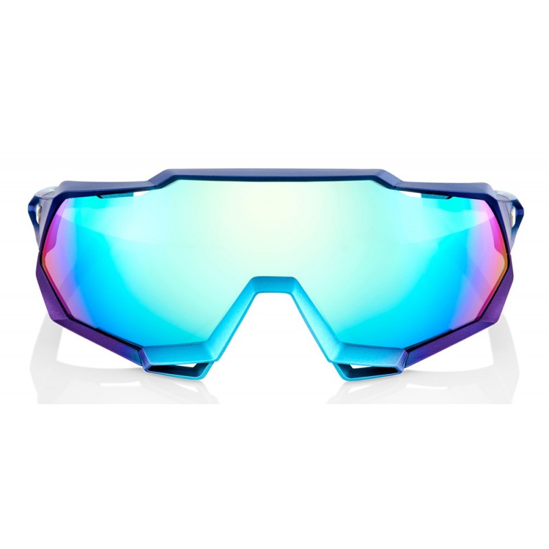 Okulary 100% SPEEDTRAP Matte Metallic Into the Fade - Blue Topaz Multilayer Mirror Lens - HiPER Silver Mirror Lens (Szkła Błękit