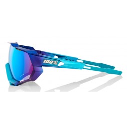 Okulary 100% SPEEDTRAP Matte Metallic Into the Fade - Blue Topaz Multilayer Mirror Lens - HiPER Silver Mirror Lens (Szkła Błękit