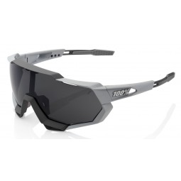 Okulary 100% SPEEDTRAP Soft Tact Stone Grey - Smoke Lens (Szkła Smoke, przepuszczalność światła 12% + Szkła Przeźroczyste, przep