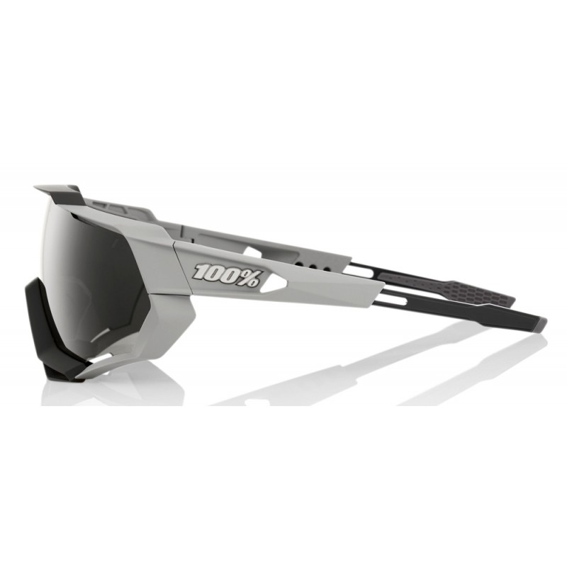 Okulary 100% SPEEDTRAP Soft Tact Stone Grey - Smoke Lens (Szkła Smoke, przepuszczalność światła 12% + Szkła Przeźroczyste, przep