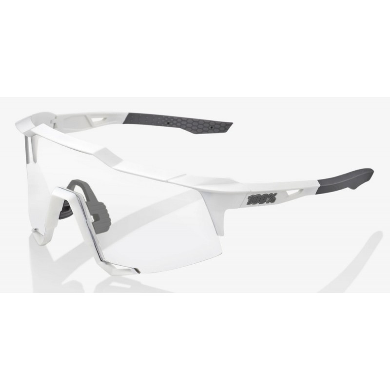Okulary 100% SPEEDCRAFT Matte White - HiPER Silver Mirror Lens (Szkła Srebrne Lustrzane, przepuszczalność światła 14% + Szkła Pr