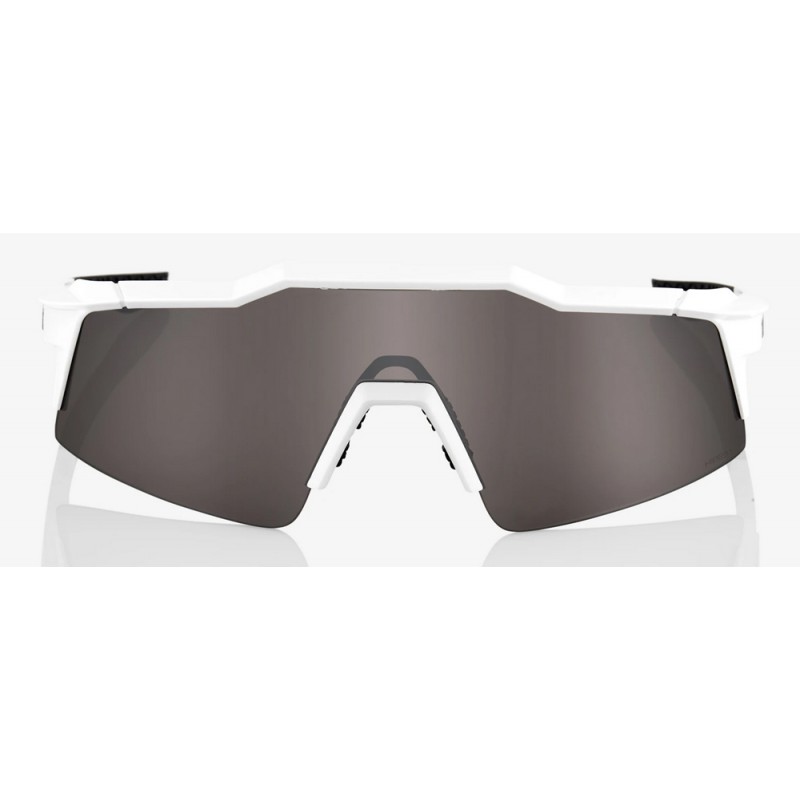 Okulary 100% SPEEDCRAFT SL Matte White - HiPER Silver Mirror Lens (Szkła Srebrne Lustrzane, przepuszczalność światła 14% + Szkła