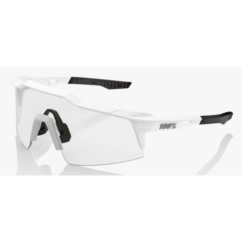 Okulary 100% SPEEDCRAFT SL Matte White - HiPER Silver Mirror Lens (Szkła Srebrne Lustrzane, przepuszczalność światła 14% + Szkła