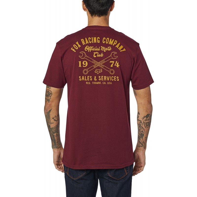 T-SHIRT FOX WRENCHED PCKT PREM CRANBERRY
